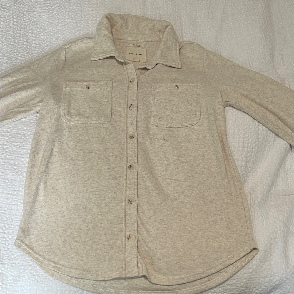 Thread & Supply Heather Cream Button-Up Shirt